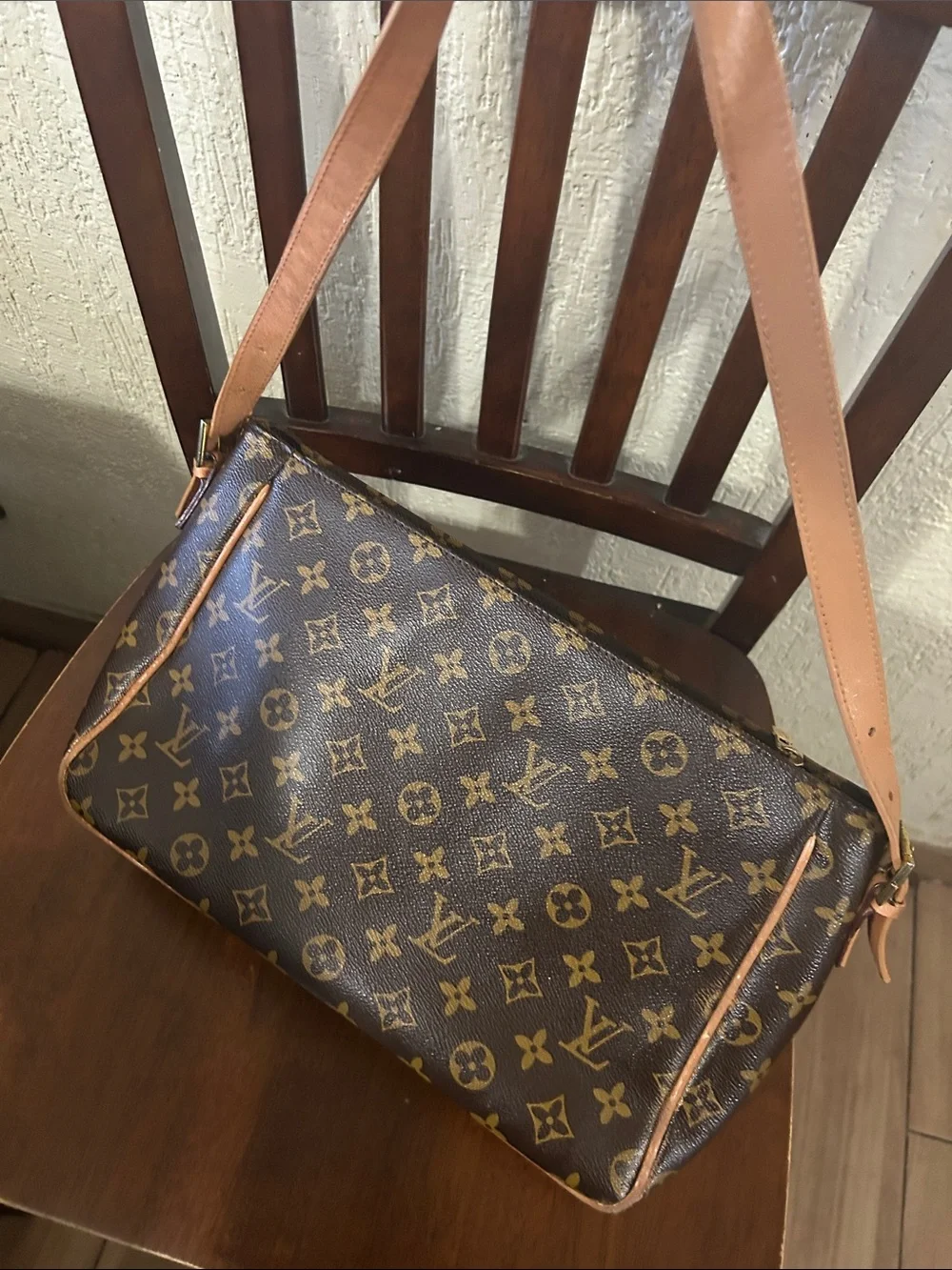 Monogram Canvas Brown and Tan Messenger Shoulder Bag